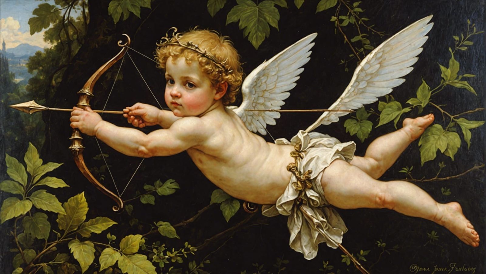 bow and arrow cupid  cherub renaissance painting