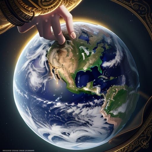 Trump Holds Earth Joyfully in Digital Matte Painting