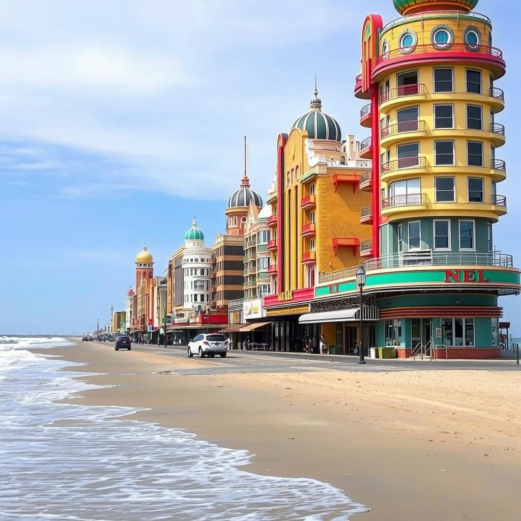 Asbury Park, New Jersey boardwalk with fabulous, extravagant (art deco