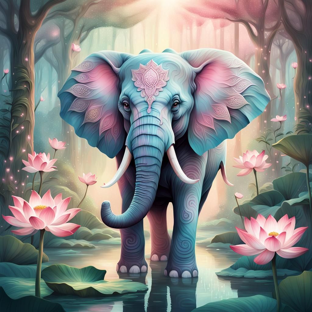 pink lotus elephant   by @PekingeseLover