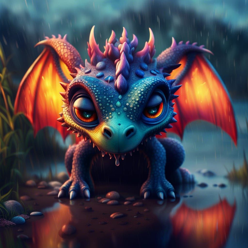 Lost baby dragon - AI Generated Artwork - NightCafe Creator