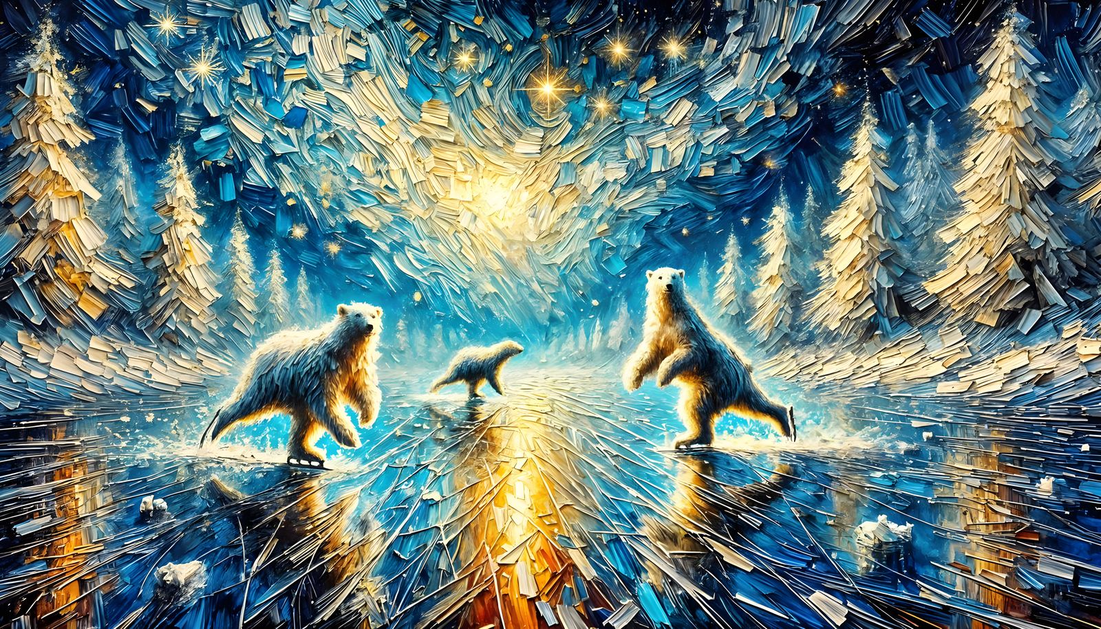 More polar bears ice skating