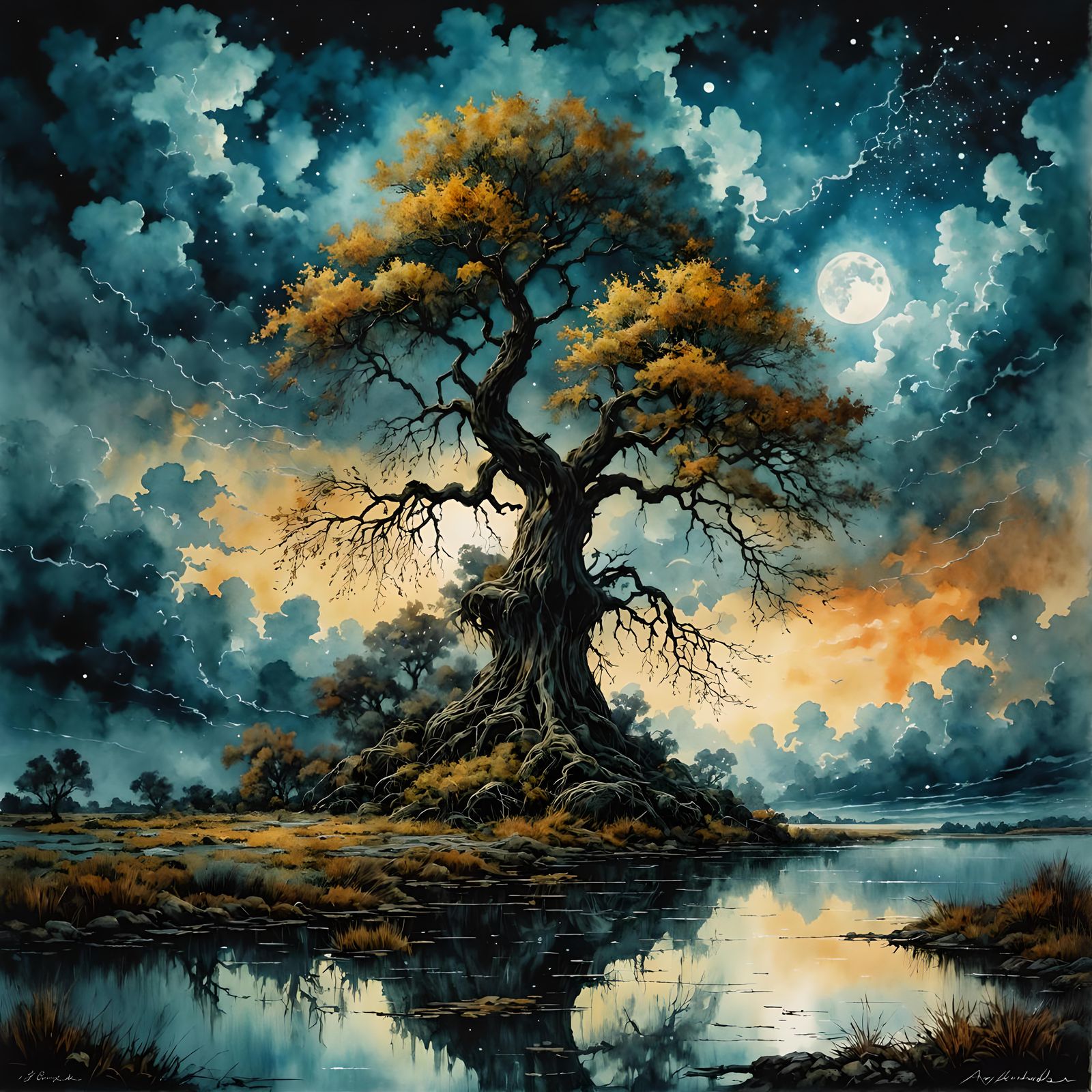 A Willow Tree Against Infinity  by @TheFireElemental