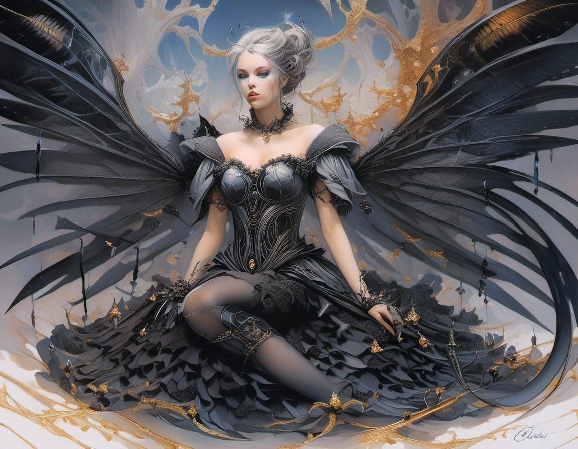 Pixie Goth-Girl in Bioluminescent Forest, 3D Render