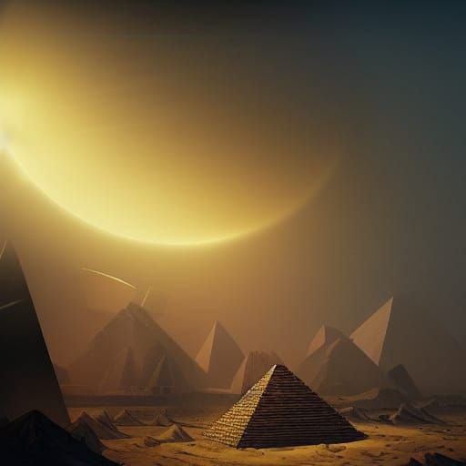 Pyramid under the eclipse - AI Generated Artwork - NightCafe Creator