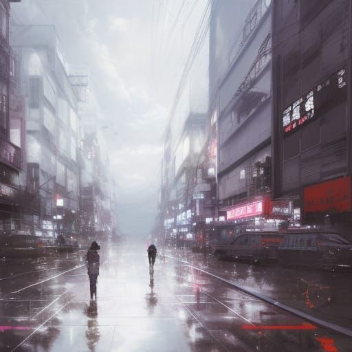 Photorealistic, cloudy tokyo, cloudy landscape . masterpiece by Ismail ...