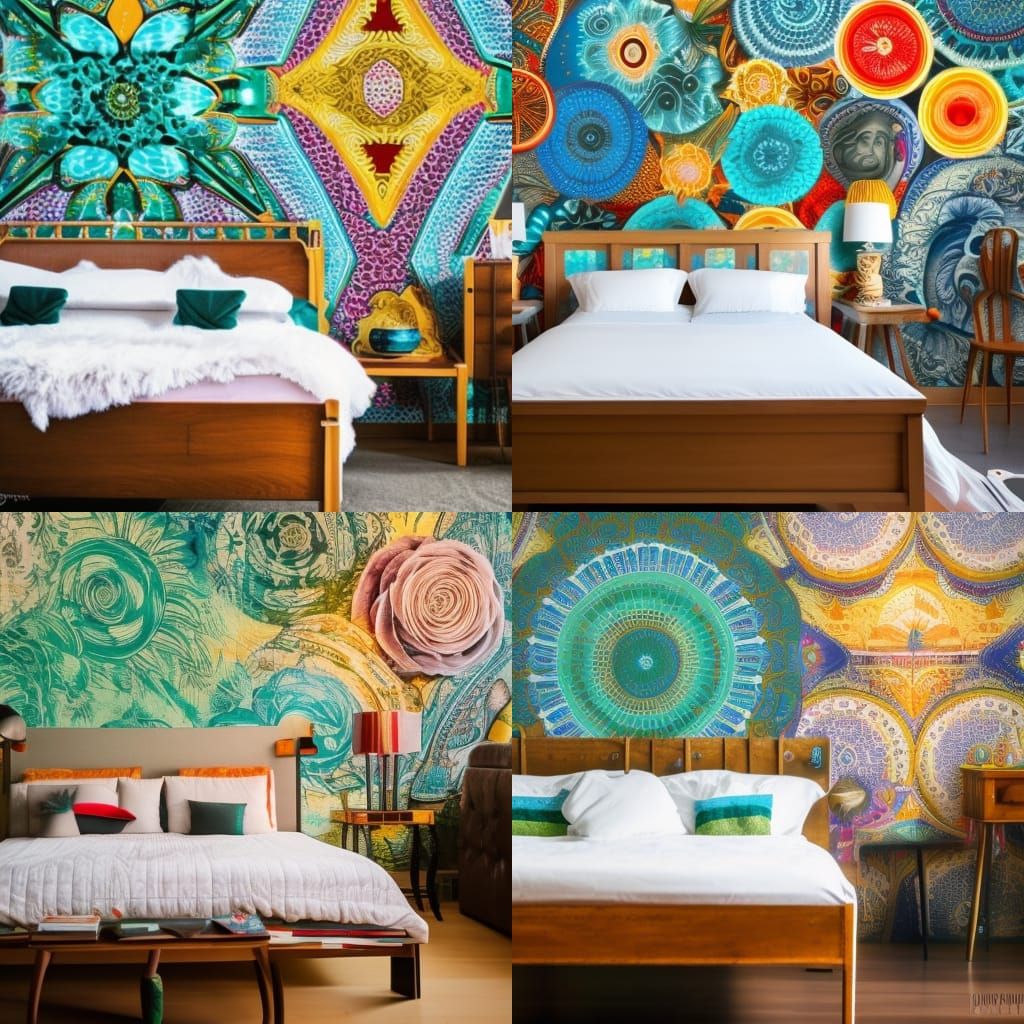 Eclectic wallpaper, interior, maximalist, bedroom, wall-art,