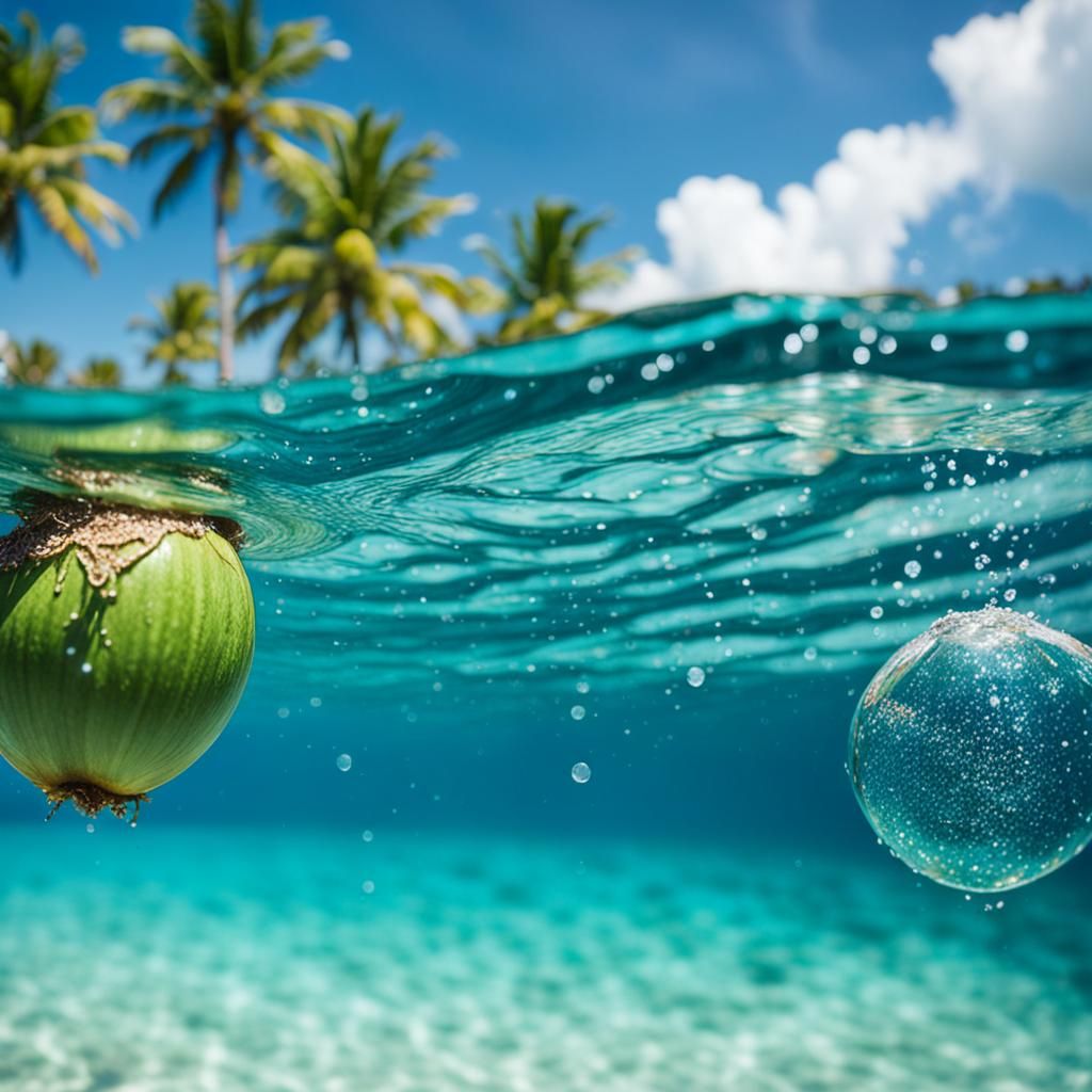 Bahamas, the clearest water coconut   Coconut water glitters...