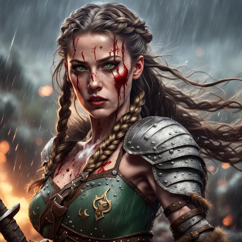 Brunette Shield Maiden - AI Generated Artwork - NightCafe Creator