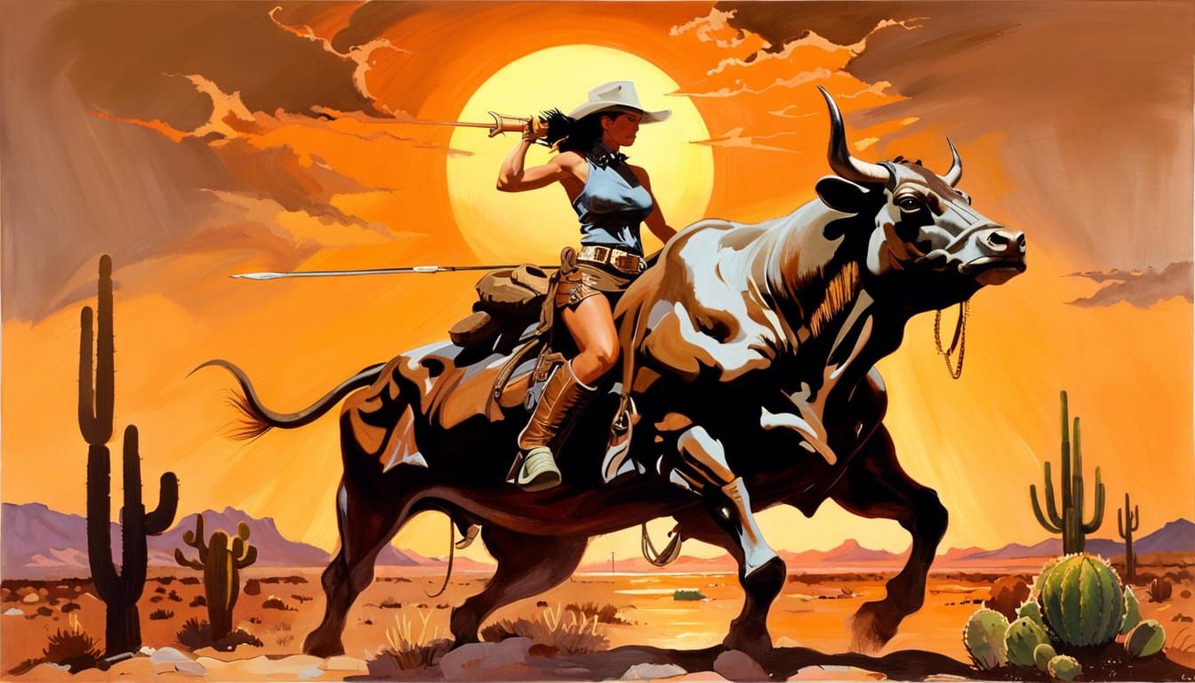 Cowgirl Bull Riding  by @proofman