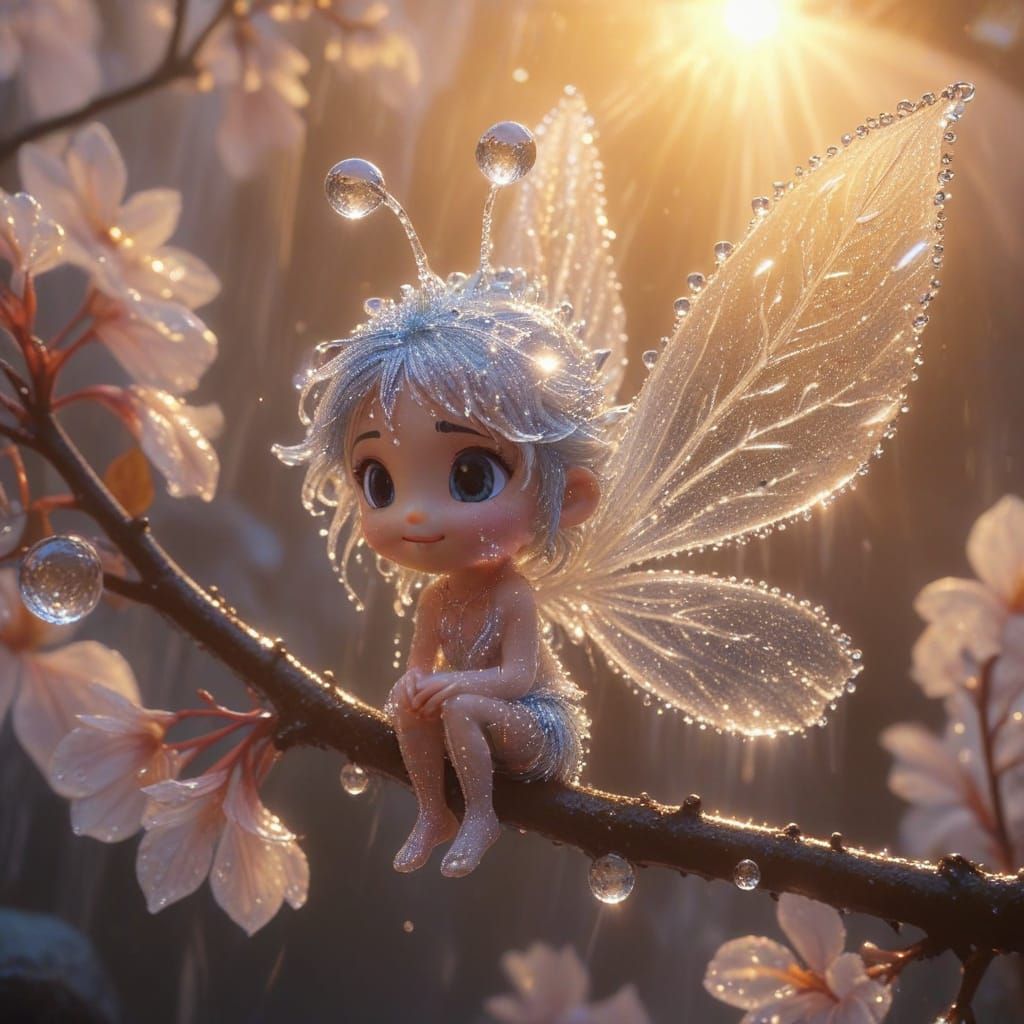 image of a realistic , Generate an image showcasing a delicate water spirit, image in a fantasy style. This spirit is completely formed from...