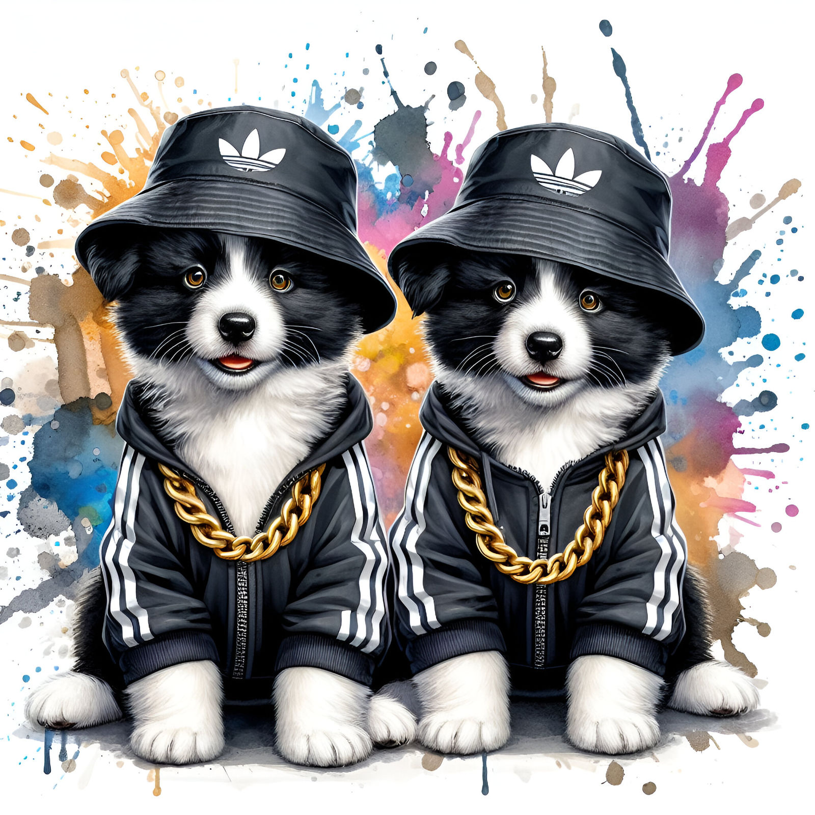 Cute 80's Run-DMC puppies
