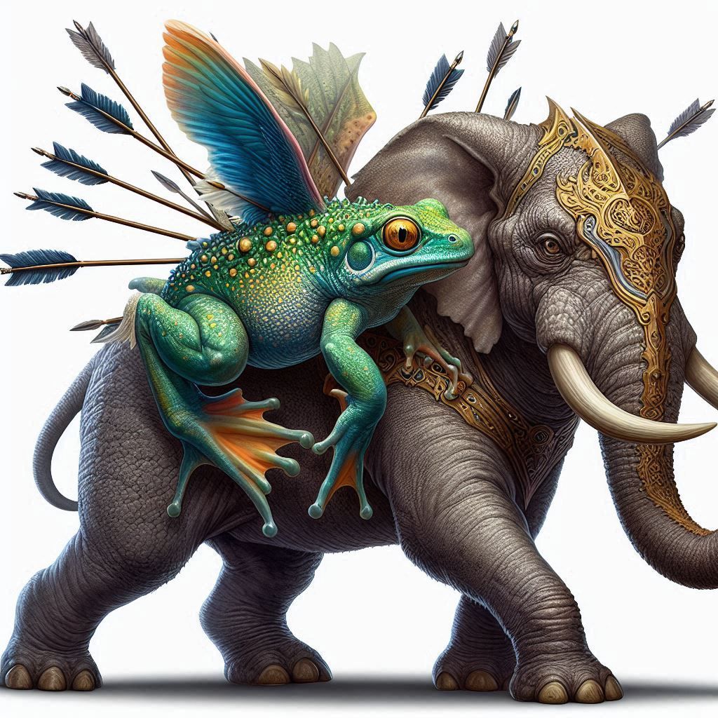 Prompt: “A fantasy hybrid creature combining an elephant and...
