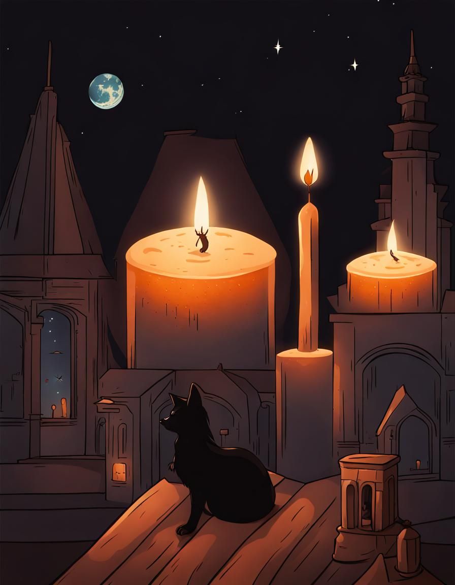Candlelit Night Scene: AI Generated Image