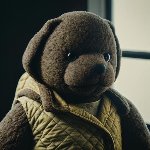 Stuffed Dog with Quilted Coat