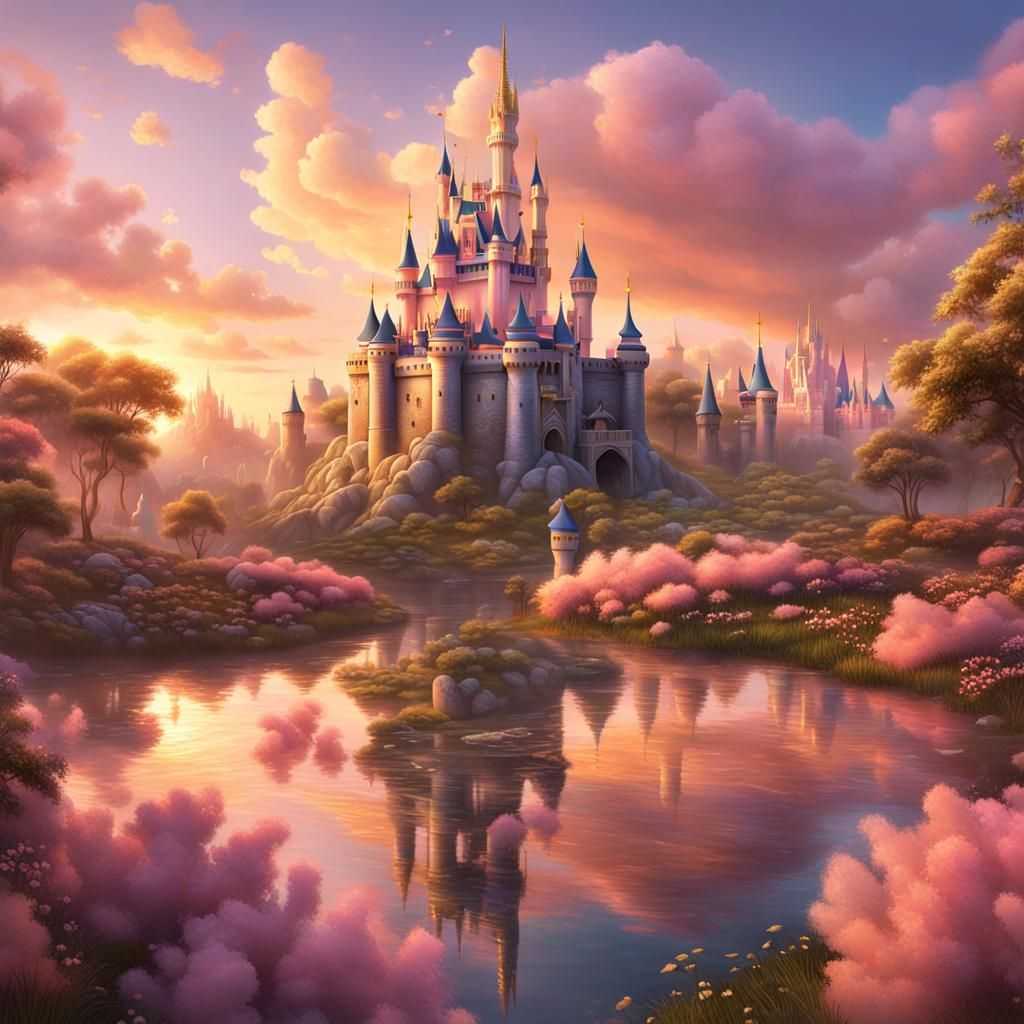 Bathed in the soft, golden hues of a dreamy sunset, Disney's...