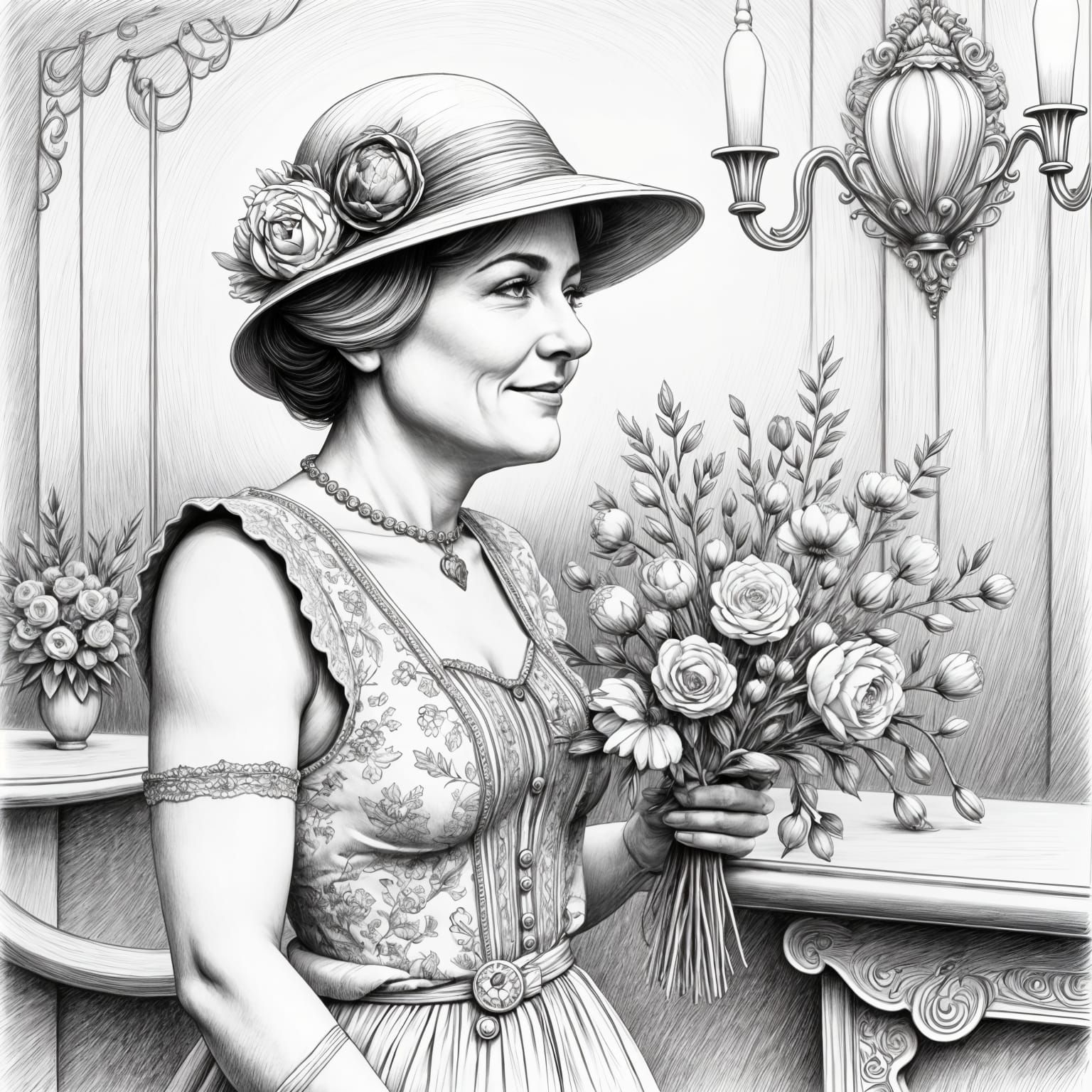 Elegant Woman in Floral Attire