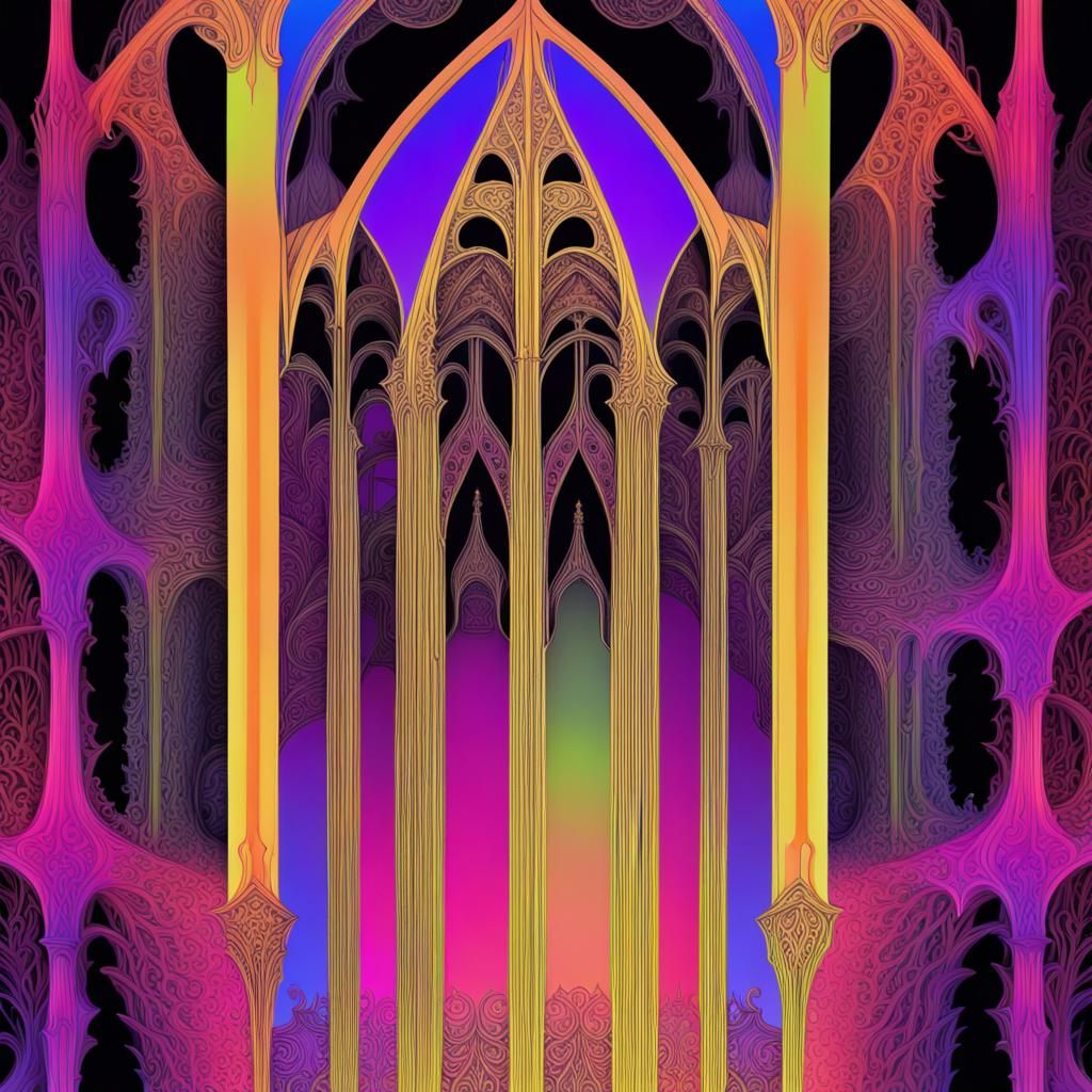 Gothic Manor, Kay Nielsen neon colors
