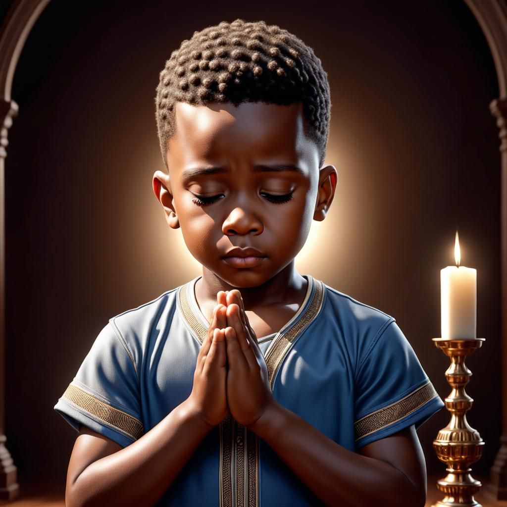 African American boy praying for a better world - AI Generated Artwork ...