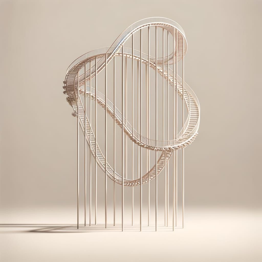 Upside-Down Rollercoaster in Minimalist Art Style