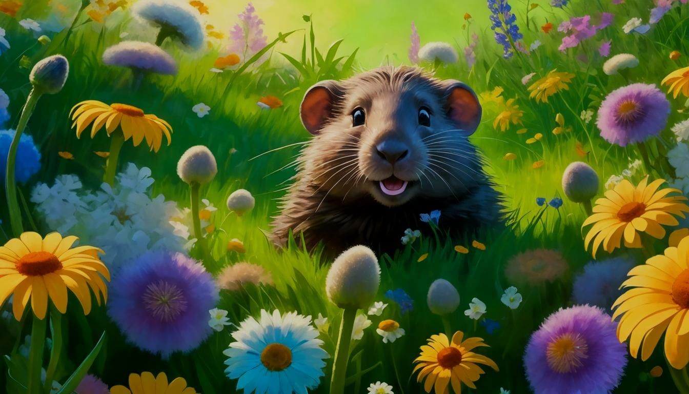 Mole Peeking Up of a Meadow