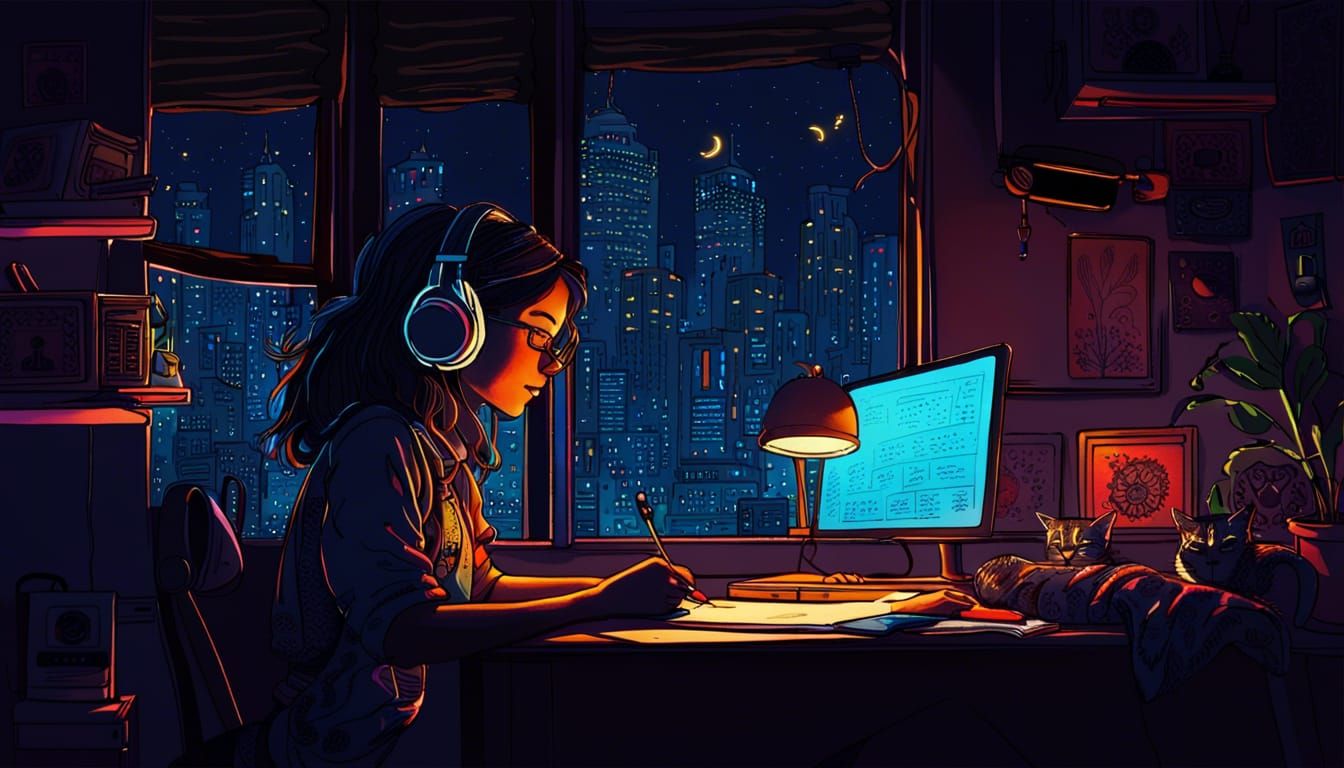 Girl Studying - AI Generated Artwork - NightCafe Creator