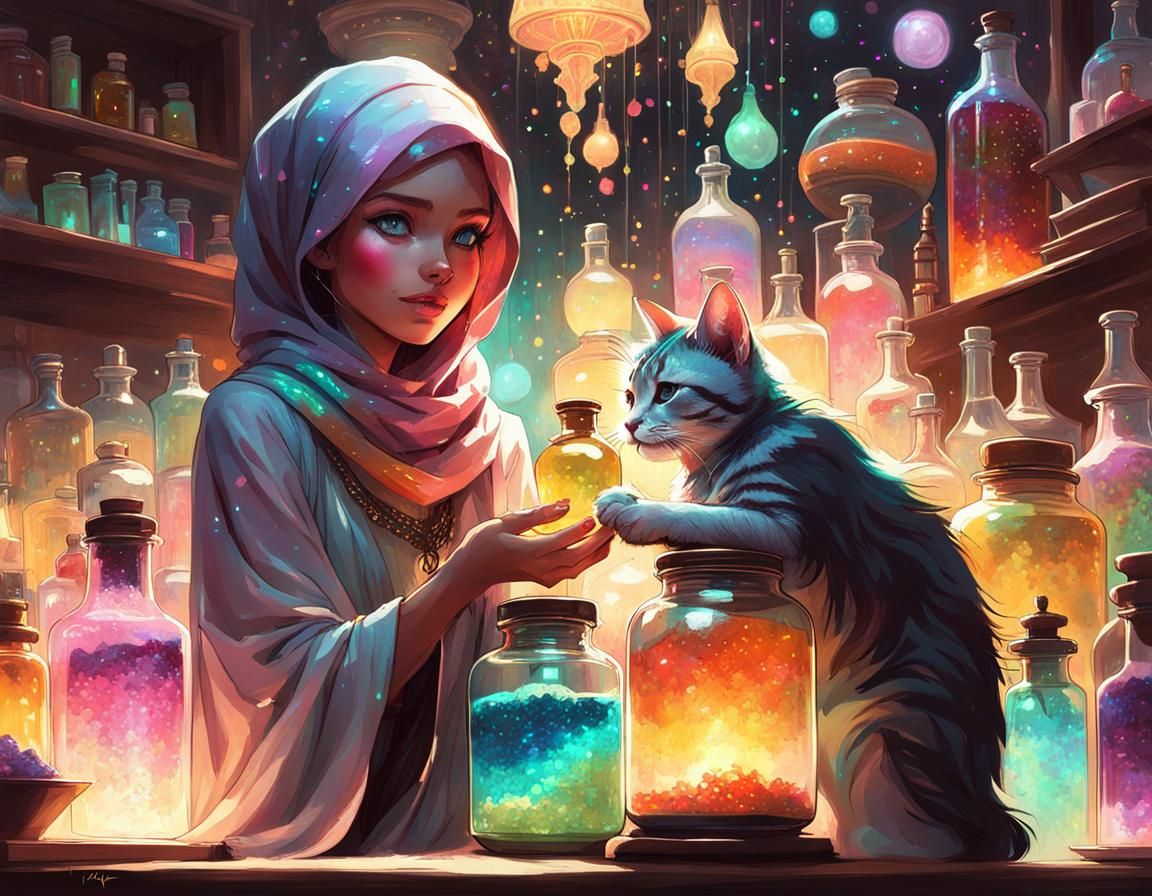 Girl teaching her cat some magic tricks✨  by @YukiKenji