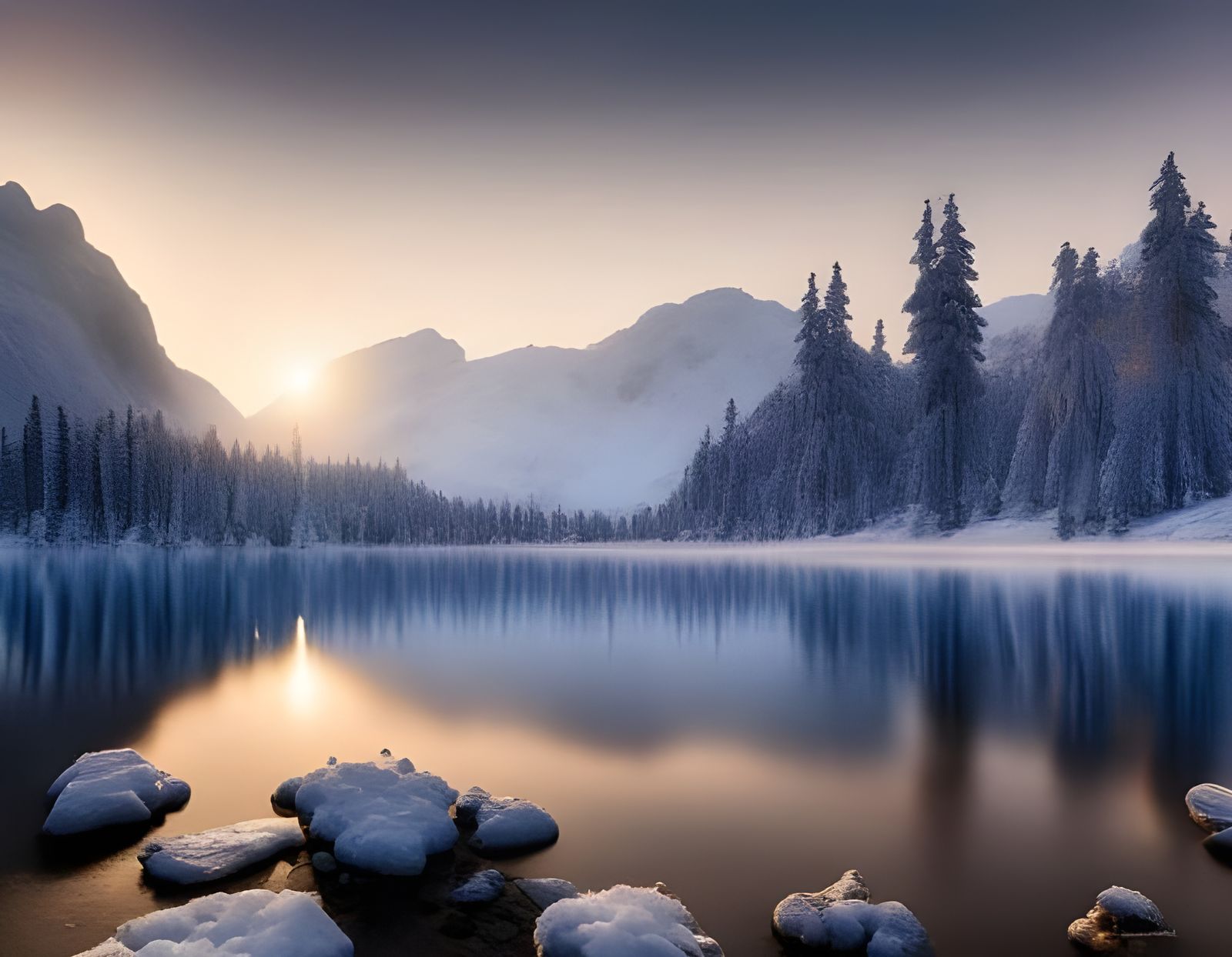 Frosen lake landscape  by @SONart