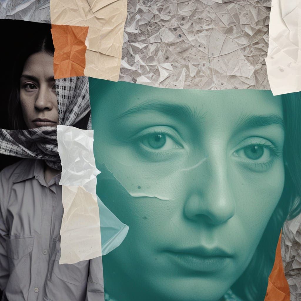 Abstract Collage of Migrant Workers in Pinhole Style