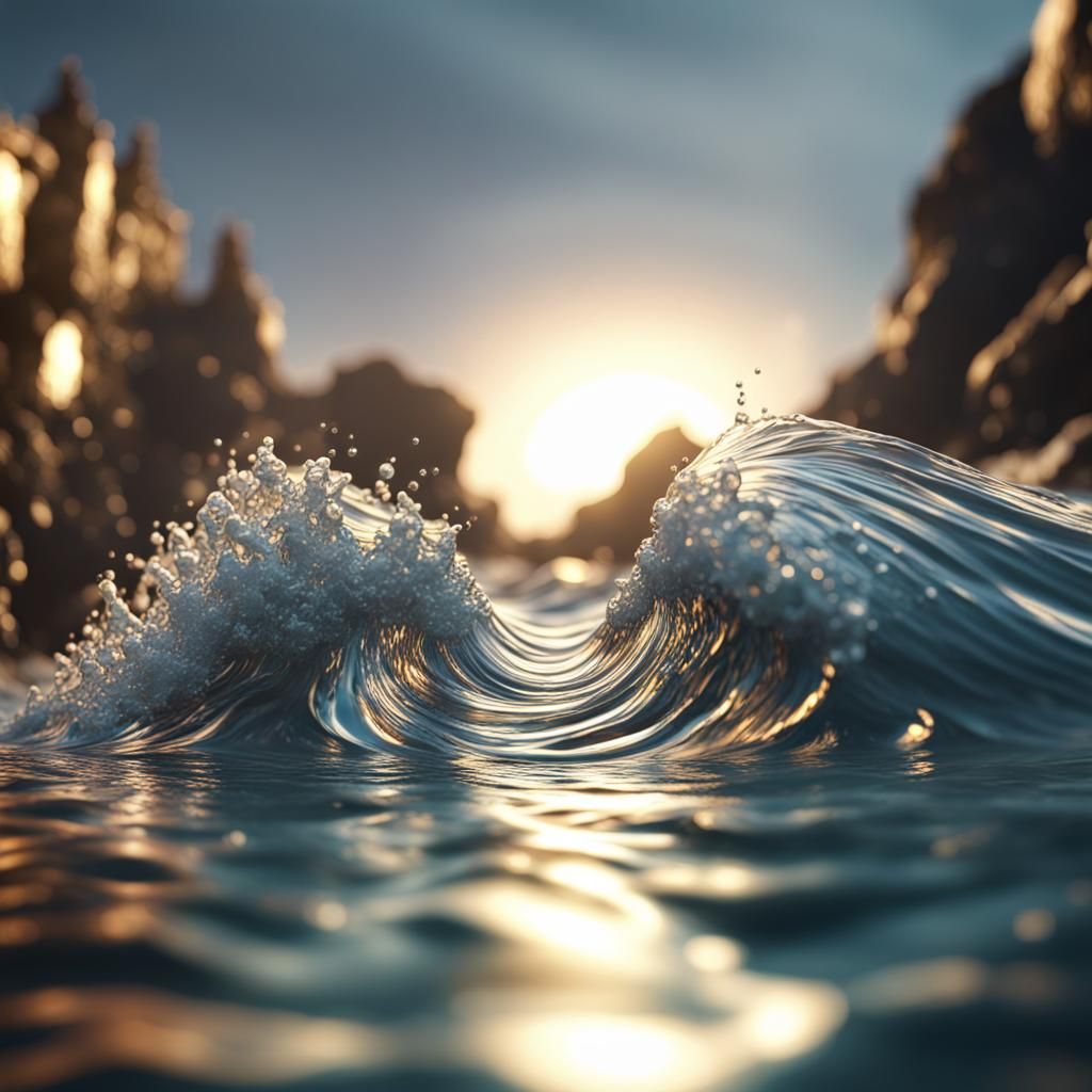 Dazzling sea wave reflections