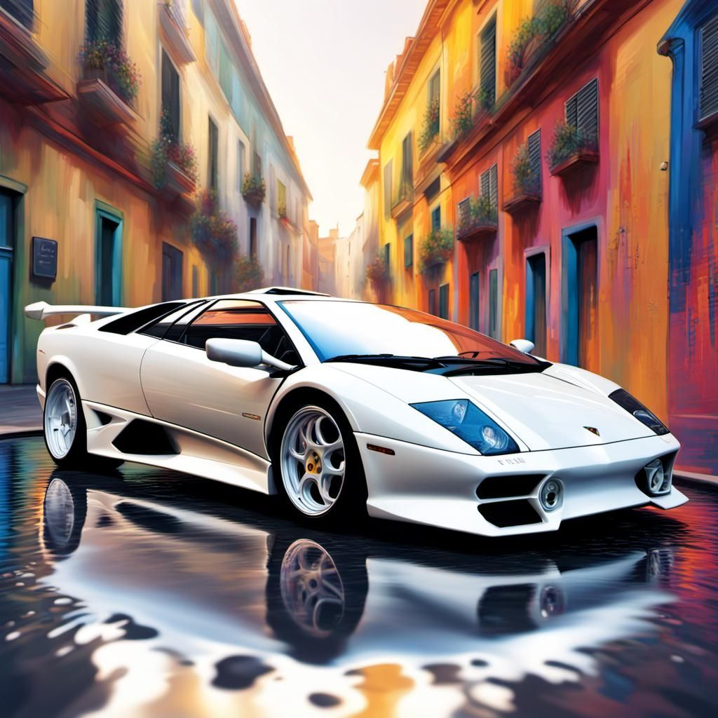 White Lamborghini Diablo, Front view