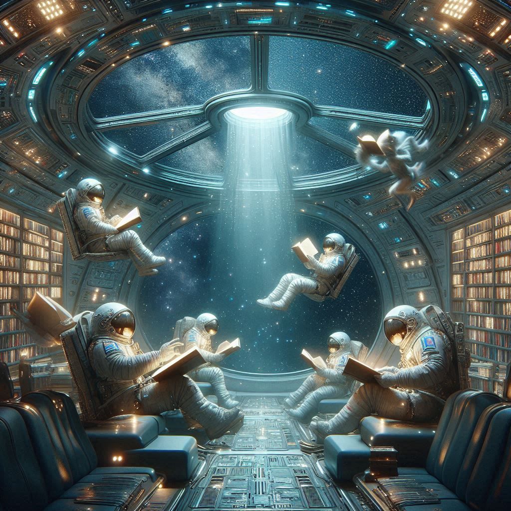 "Stellar Reading: Astronauts in a UFO Library"