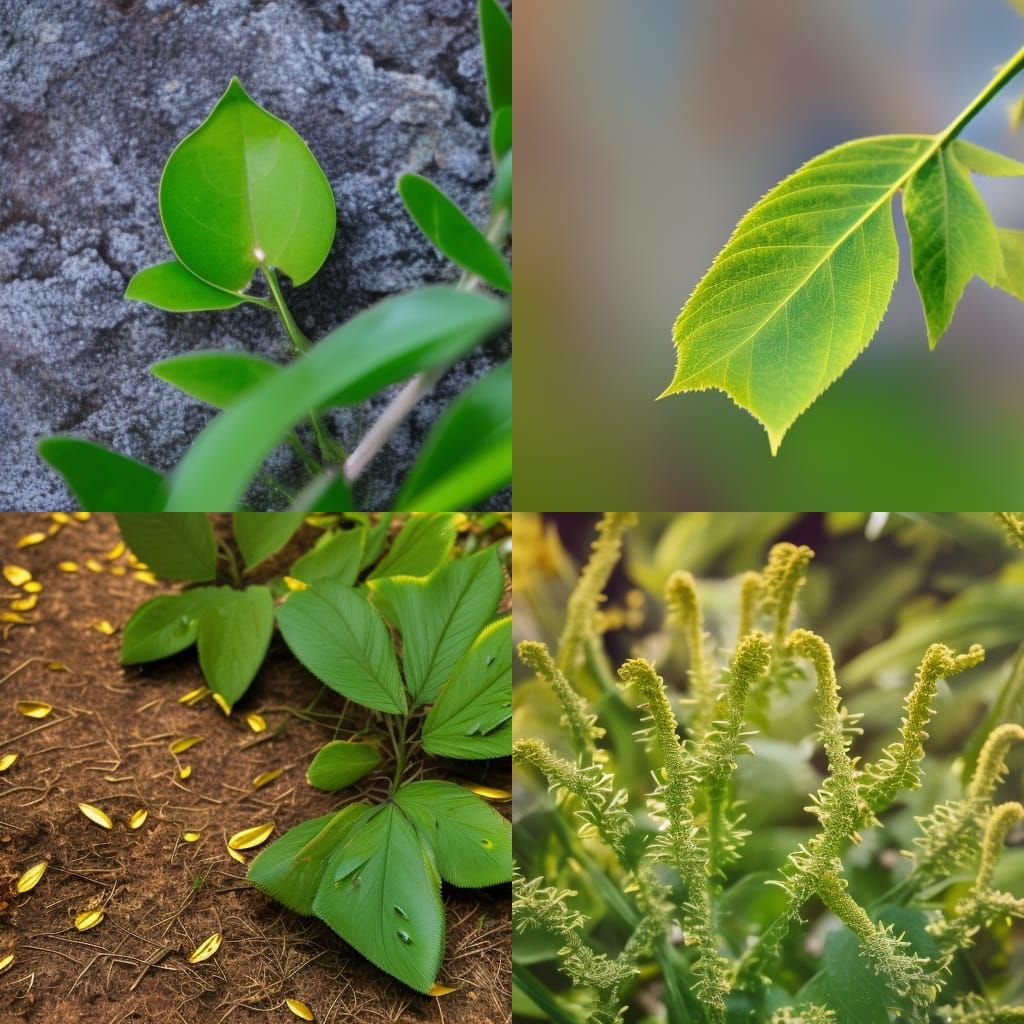 A low and golden-stalked plant with spade-shaped leaves that...