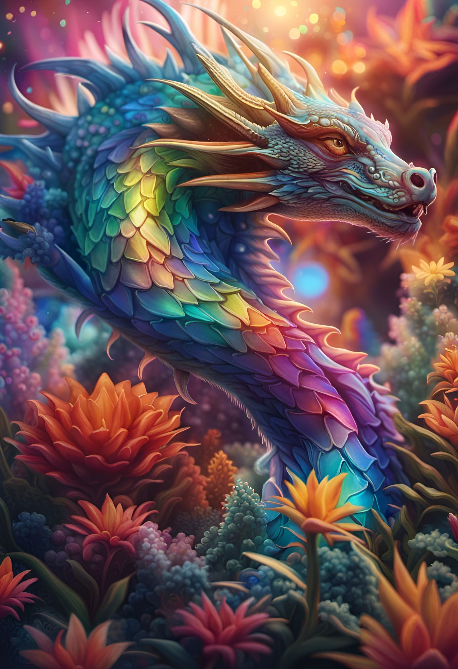 Rainbow Dragon - Ai Generated Artwork - Nightcafe Creator