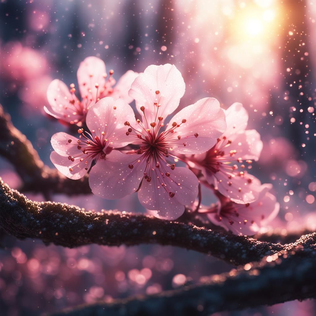 epic close up of a sakura flower, front illumination only, f...