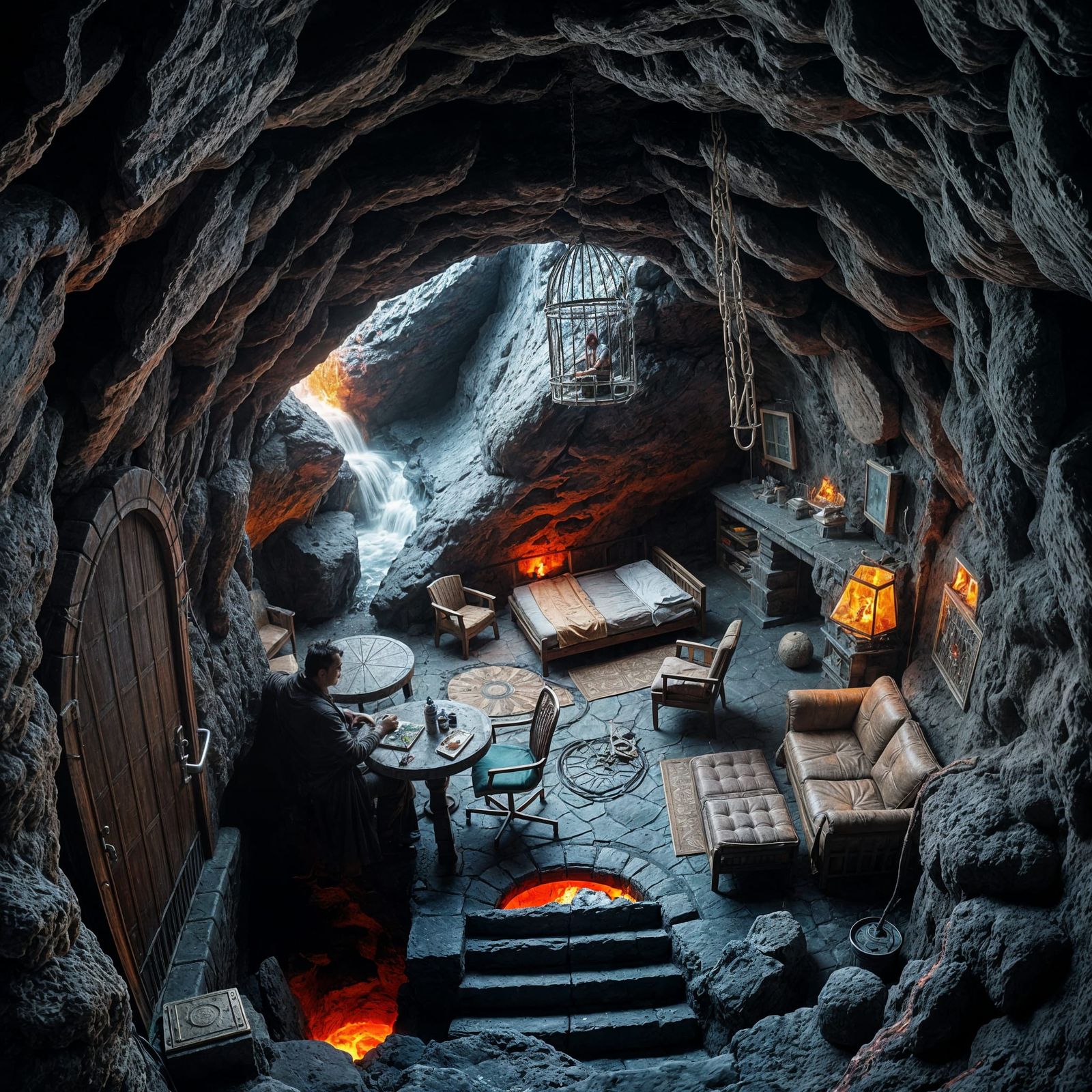 Supervillains Hideout,  Villain, and Victim.  by @Green Frog