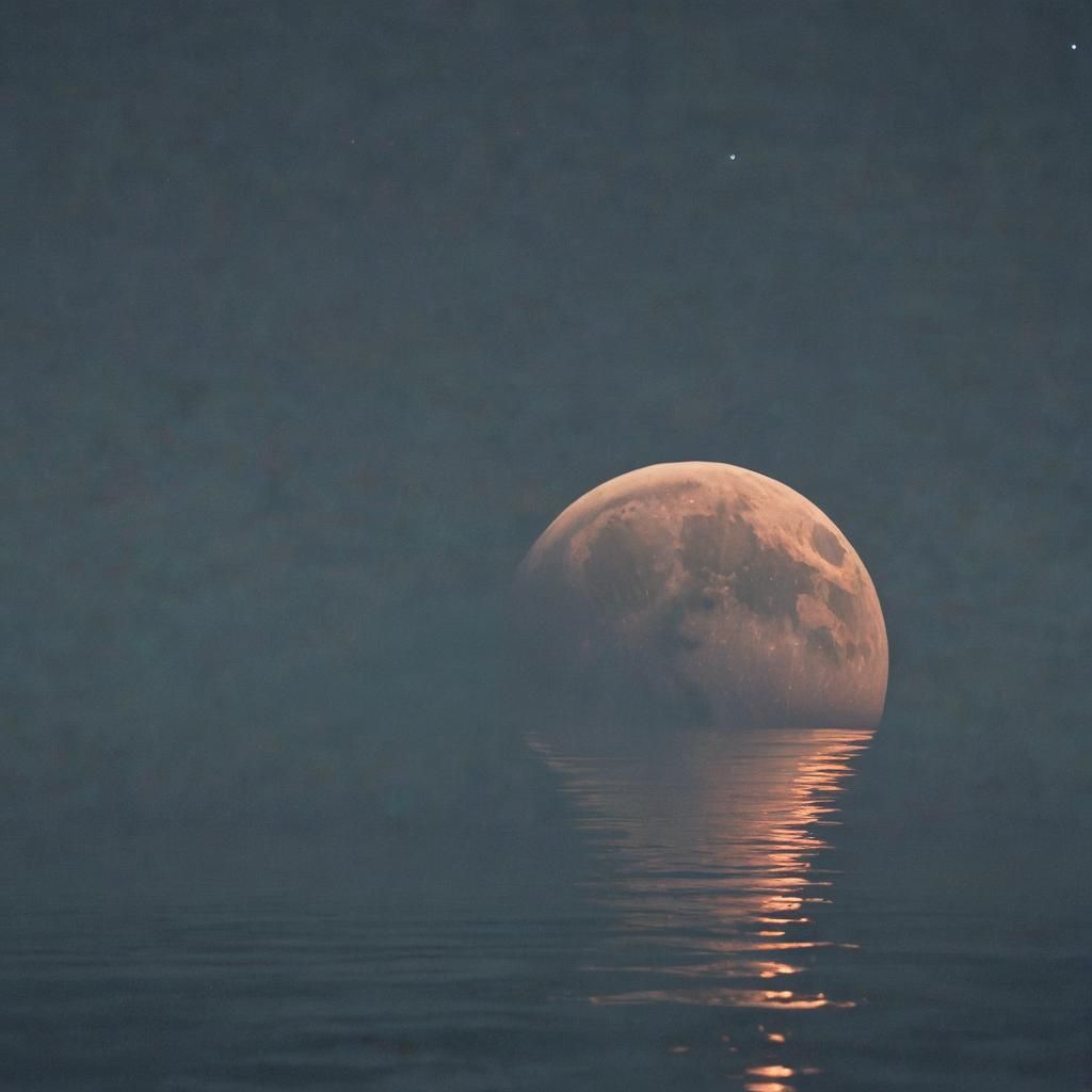 Tranquil Moonlit Waterscape in Dreamy, Low-Angle Cinematic S...