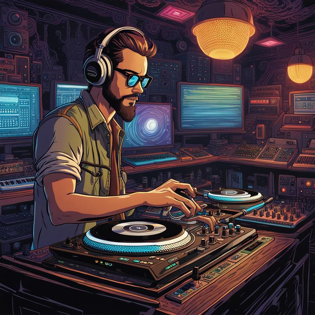 dj on his mixer   by @Dim Vas