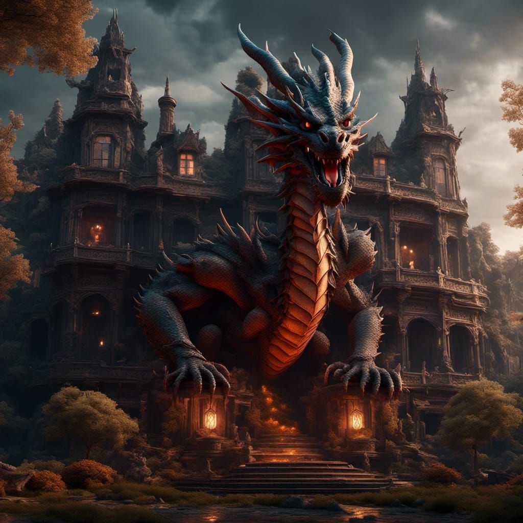 Using my first Model, Dragon V1- BETA. “Black and red dragon...