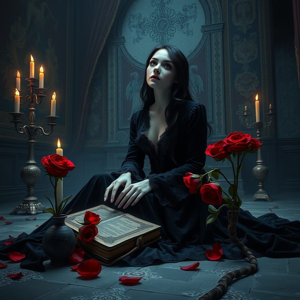 The young vampire woman looks up from her reading ...  by @JBJohnson