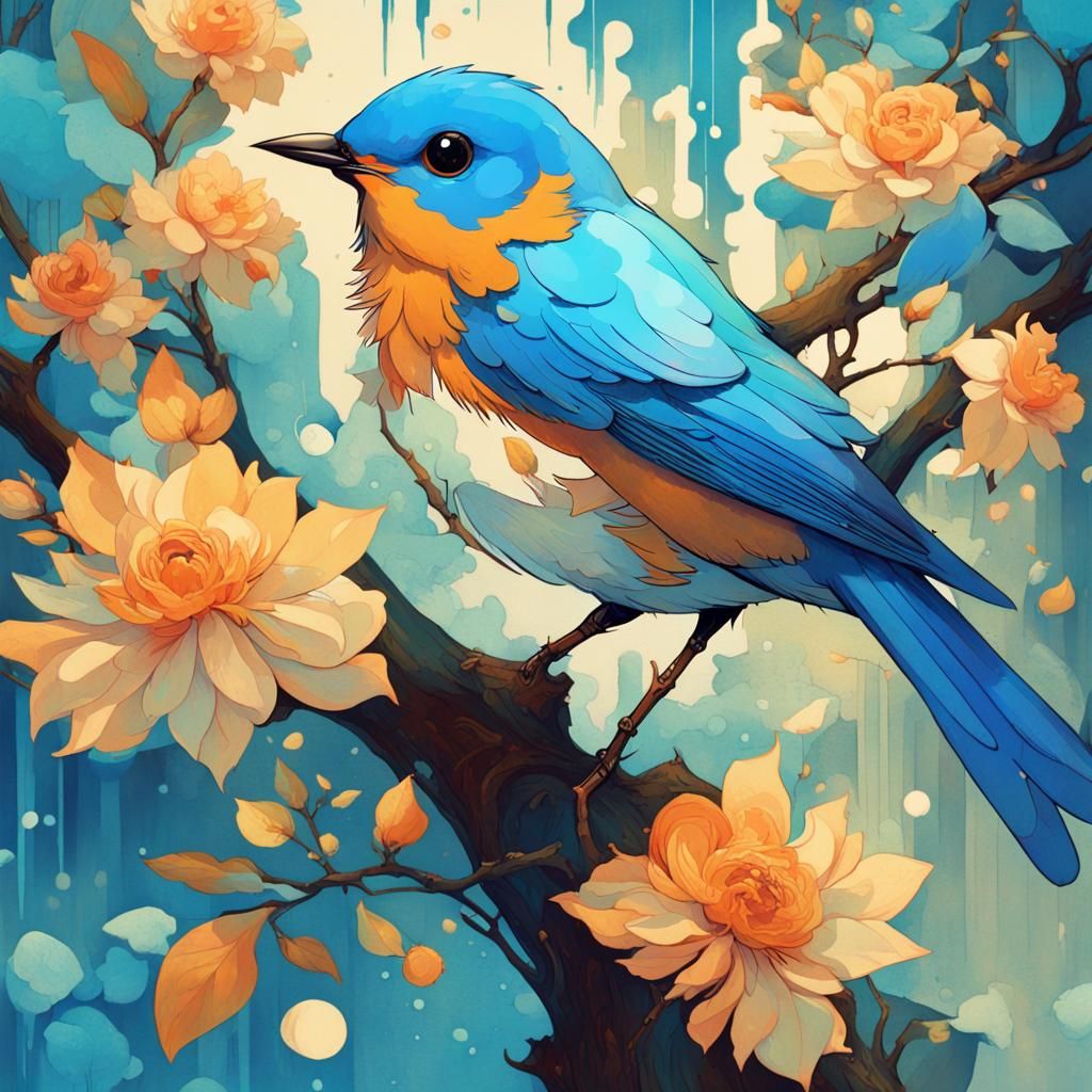 Tiny Blue Bird  by @Hek