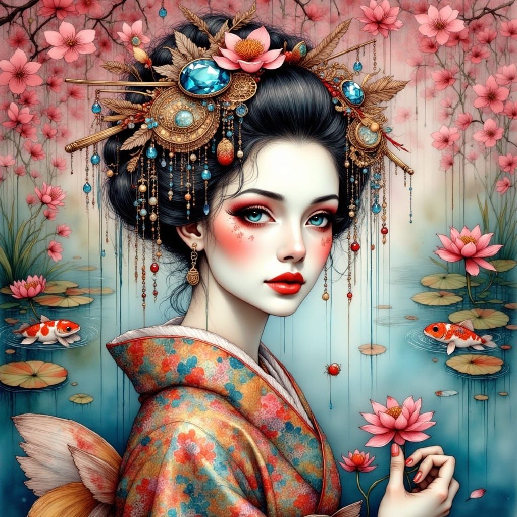 Geisha and the Flower  by @A Secret McDaniel