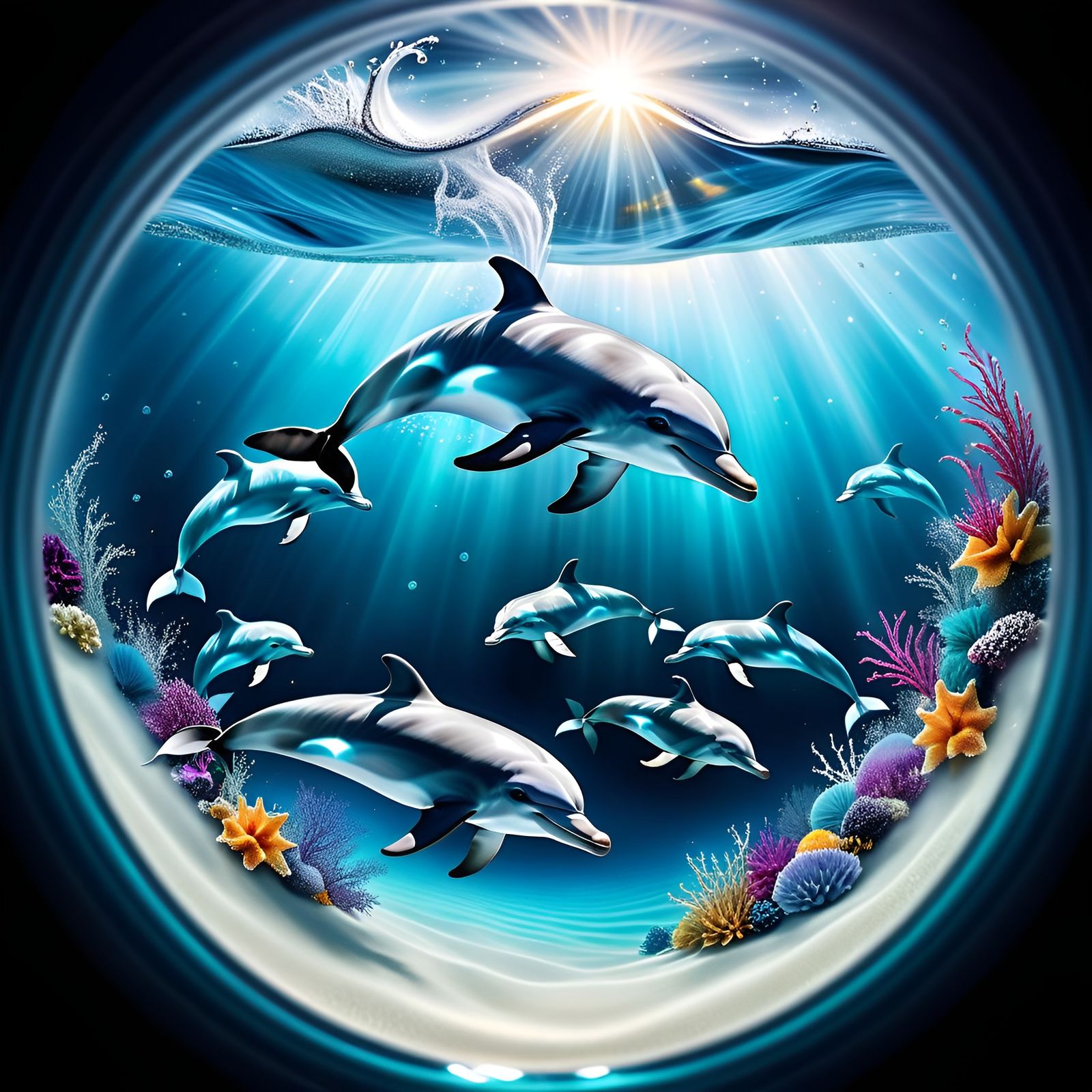 DC: Curious Dolphins. - AI Generated Artwork - NightCafe Creator