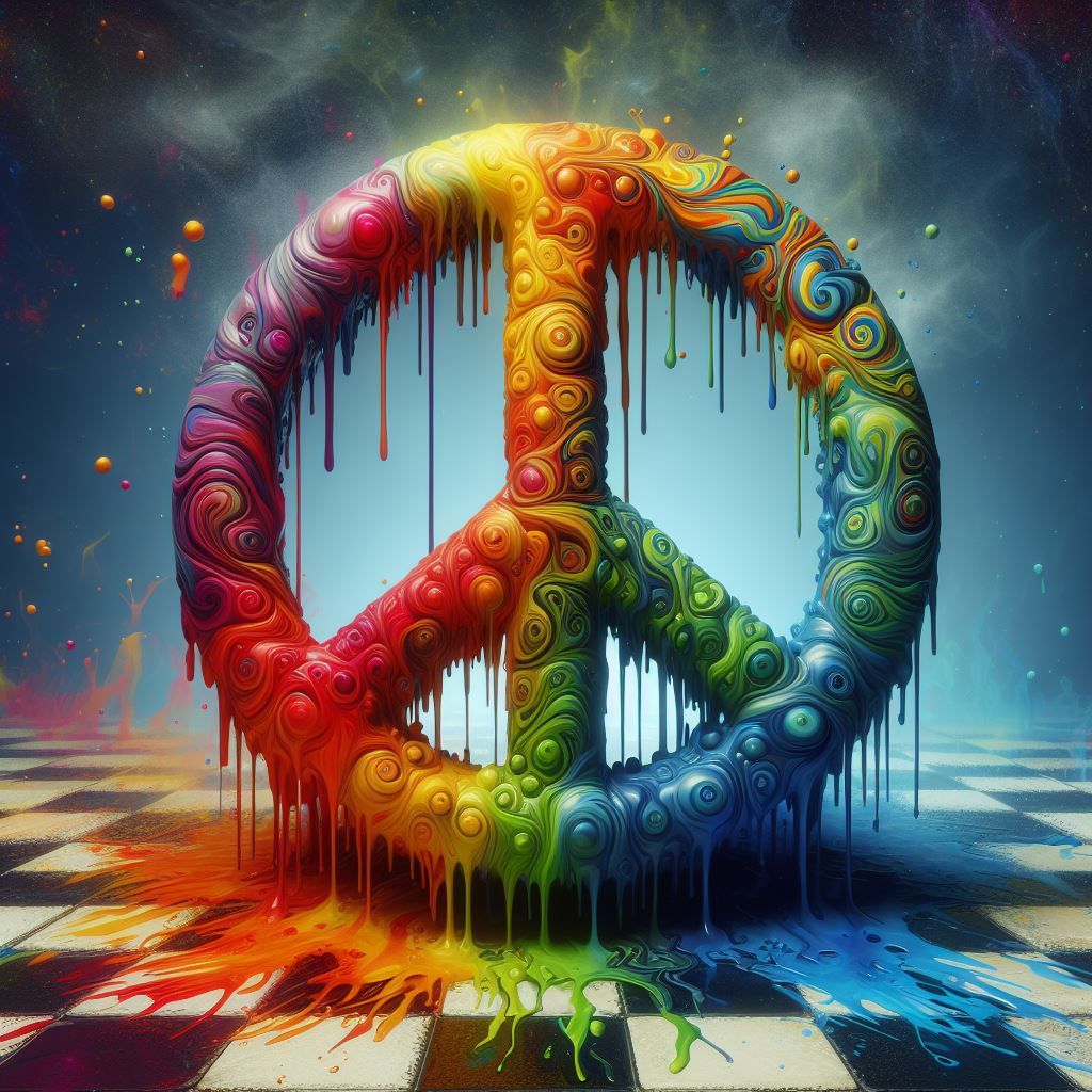 The hippie sign of (pacifism), psychedelic.