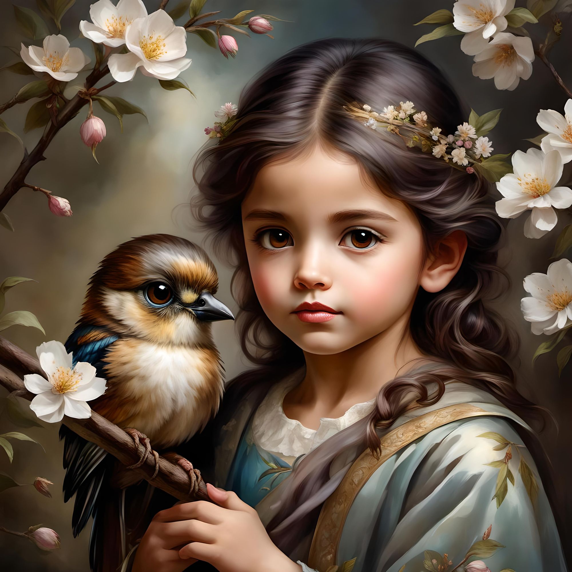 Arctic Fox and Floral Design 