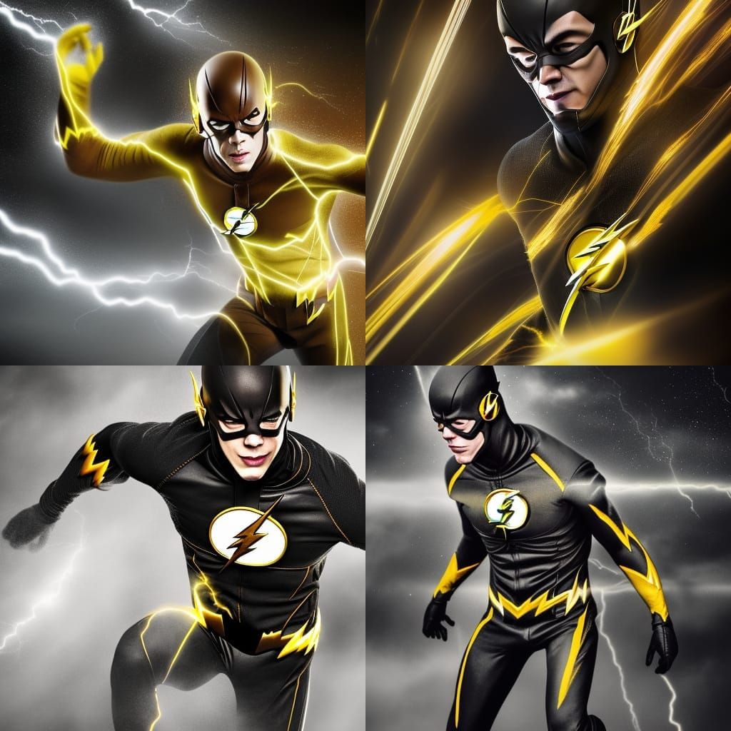 the flash in a black and yellow suit