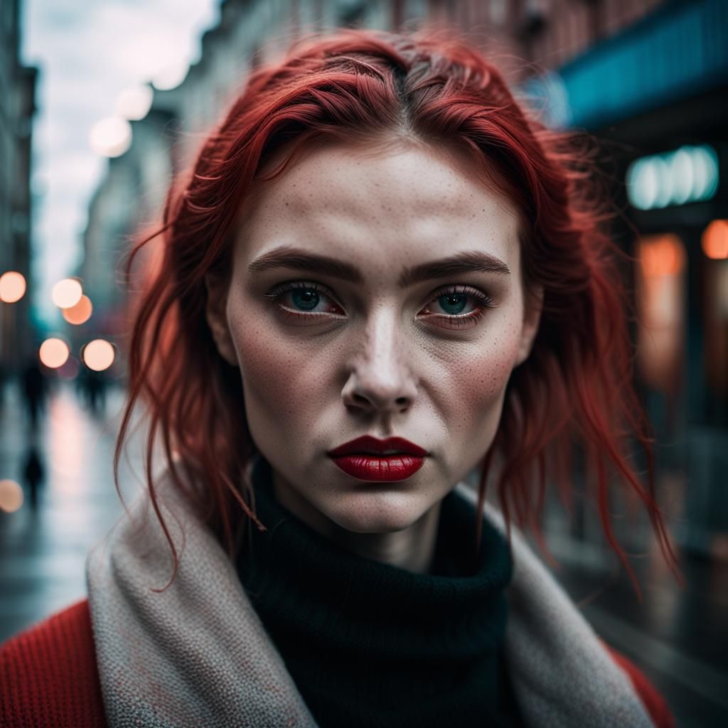 a beautiful Ukrainian girl posing , in the style of lofi aes...