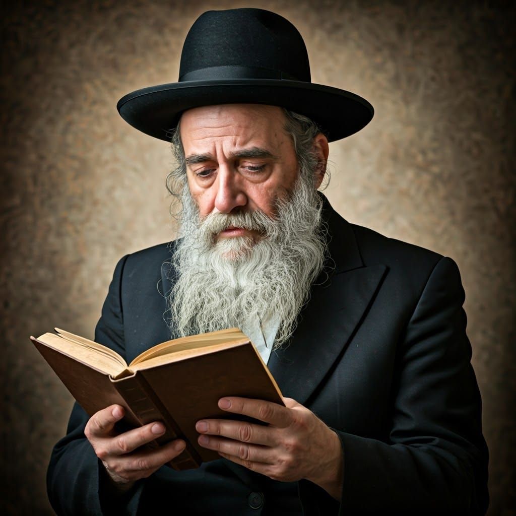 A Haredi Jew in Contemplation, Surrounded by the Comforts of...