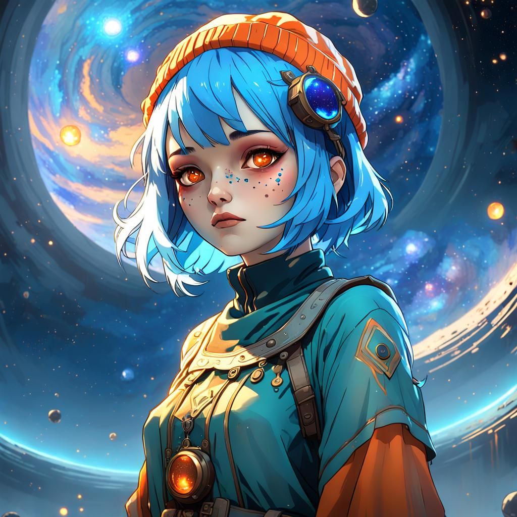 Galaxy Abyss: Blind Girl in Art Nouveau Style
