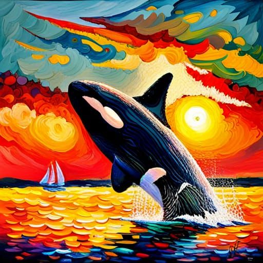 Playful Killer Whale - AI Generated Artwork - NightCafe Creator